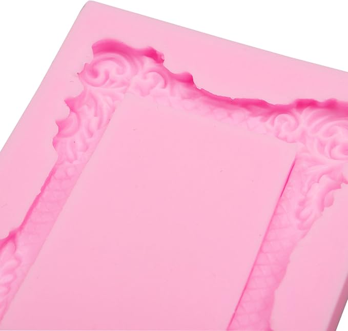 Picture Frame Silicone Fondant Molds 2 Pcs, Baroque Photo Frame Molds for Cake Decoration Candy Cupcake Topper Cake Polymer Clay Crafts Epoxy Resin Arrow Fondant Mold