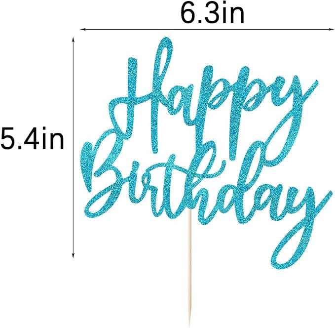 Glitter Happy Birthday Cake Topper, Cake Decoration Suitable For Party Decoration - Anniversary/Birthday (Blue)