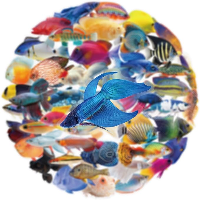 50Pcs Transparent Fish Stickers