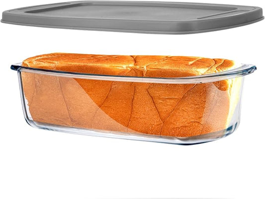 Glass Loaf Pans for Baking Bread with Lids 1 Set - 1.9 Qt Glass Loaf Pan | Oven, Dishwasher, Fridge, Freezer & Microwave Safe, Bread Pan Suit for Lasagna, Meatloaf, Banana