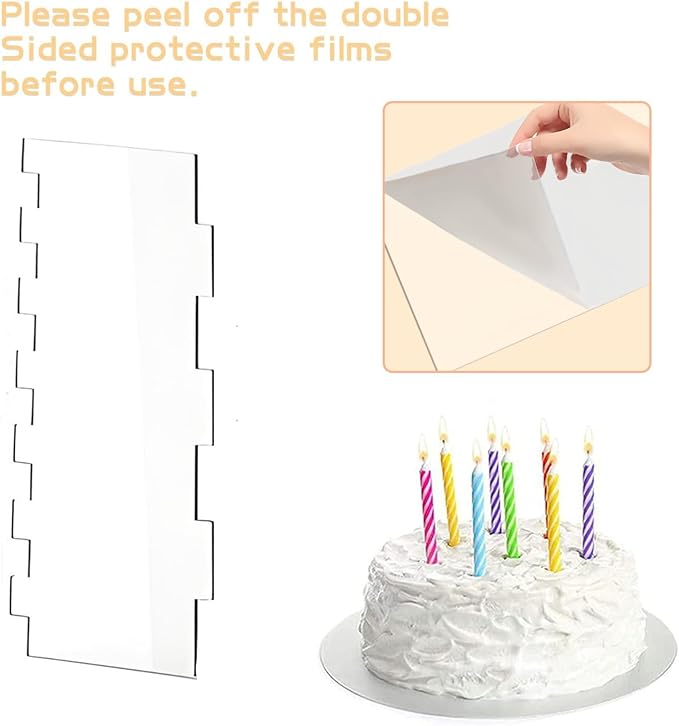 4 Pcs Cake Scraper Set Acrylic Cake Decorating Supplies Large Transparent Cake Smoother for Icing Perfect for Butter Cream Frosting with 7 Different Shapes Durable