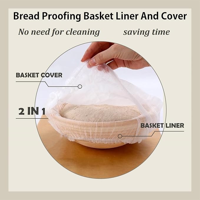 200 Pcs Banneton Liner,Banneton Bread Proofing Basket Non Woven Liners Non-Stick Dough,Bread Proofing Cover,Elastic Banneton Basket Liner for Prevents Dough from Sticking to Basket