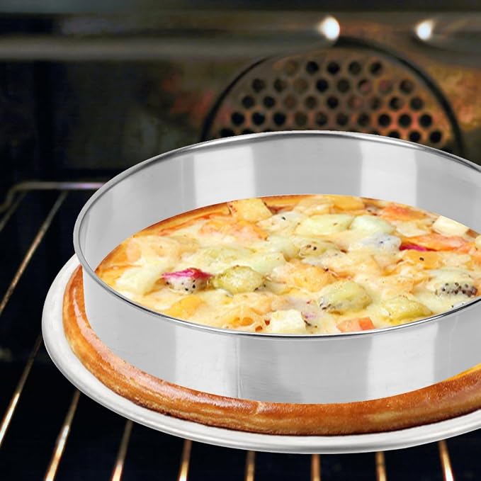 10 Inch Crumpet Rings, 10.6 x 1.2 in Cake & Pastry Rings, Stainless Steel Double Rolled Tart Nonstick Accessories for English Muffin, Dough Cutting, Egg Tart, Pizza, Pancake Baking Cooking
