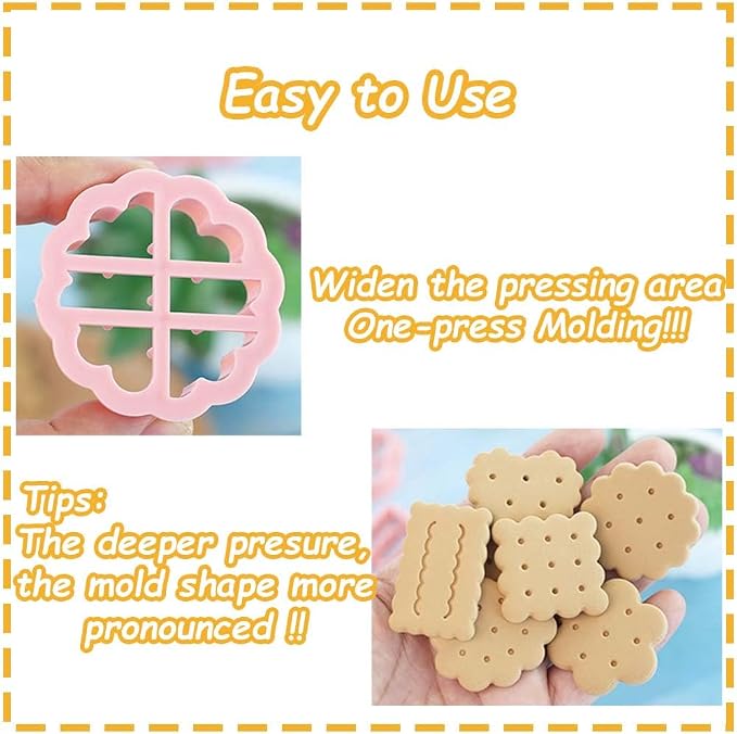 Mini Classic 8pcs 3D Raised Design Cookie Stamps, Triangle, Rectangle, Square, Heart, Star, Oval, Mini Pie Cookie Molds, Circle Cookie Cutter Set for DIY Baking