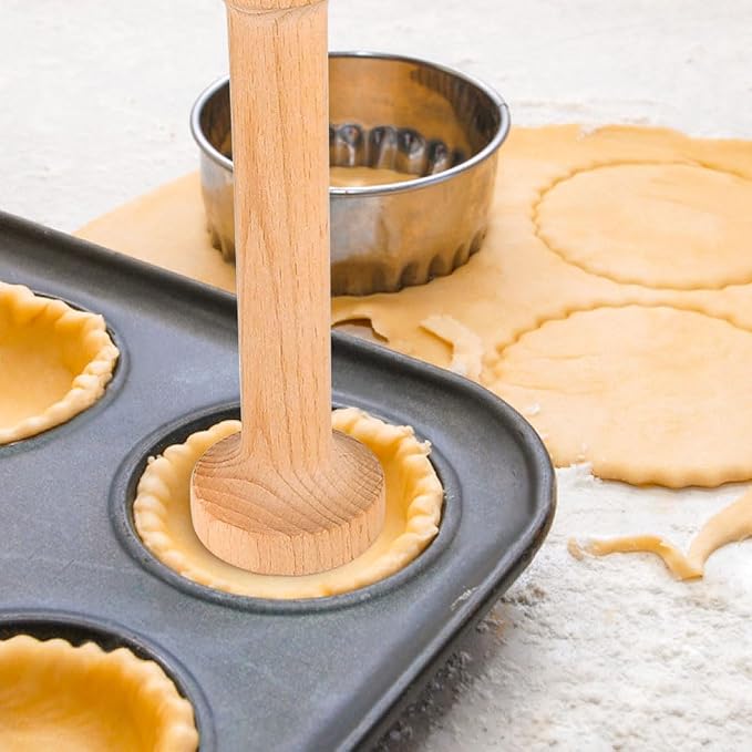 3 Pcs Wooden Tart Tamper Set, Double Side Pie Pastry Dough Tampers, DIY Cake Egg Tart Pan Mold Presser Baking tool for Mini Egg Tart Shells,Pastry, Cheesecake, Mini Pie and Dessert Baking