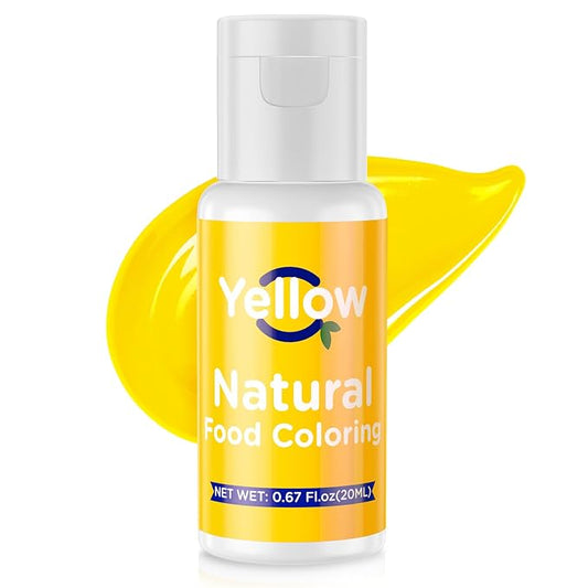 Natural Food Coloring- 20 Milliliters Dye Free Natural Food Coloring, FD&C & Artificial Dye Free Formula for Baking, Icing and Cooking, Cakes, Cupcakes, Frosting，Easter Eggs & Holiday Treats (YELLOW)