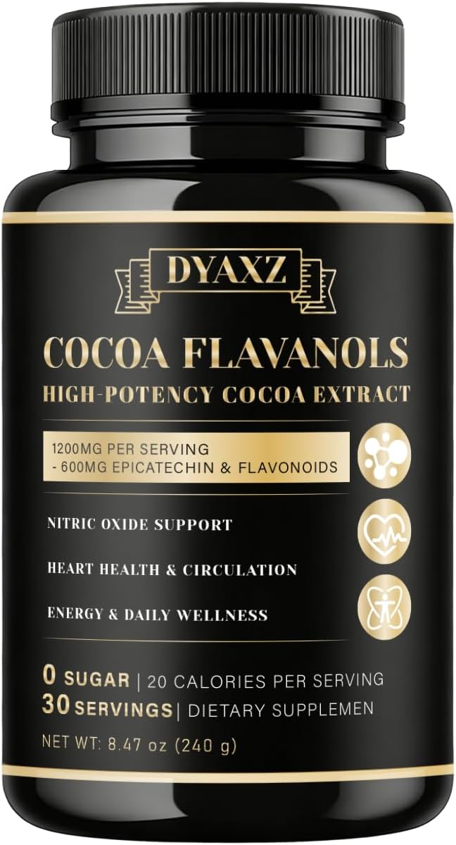 High Flavanol Cocoa Powder | 10x Concentrated Dark Cocoa Extract, Natural Flavonoids & Epicatechin, Plant-Based Superfood, Non-GMO, Vegan Friendly