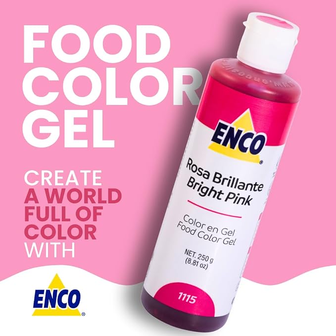 ENCO Food Coloring Gel Bright Pink 8.8 oz (250g) Concentrated, Vegan