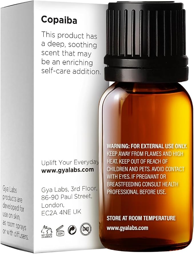 100% Pure Copaiba Essential Oil - 0.34 Fl Oz - Copaiba Oil for Hair, Skin, Diffuser, Aromatherapy & DIY Candle Making Scent