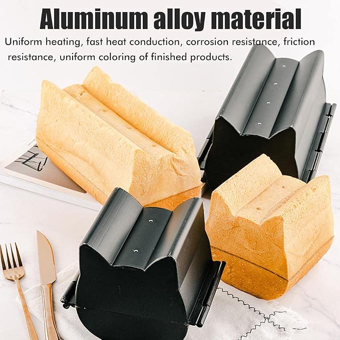 Aluminized Bread and Loaf Tins, Reusable Bread Loaf Pan Non-Stick Bread Mold, Cute Cat Shaped Bread Baking Tool for DIY Cakes Biscuits, 12.7X12X11CM