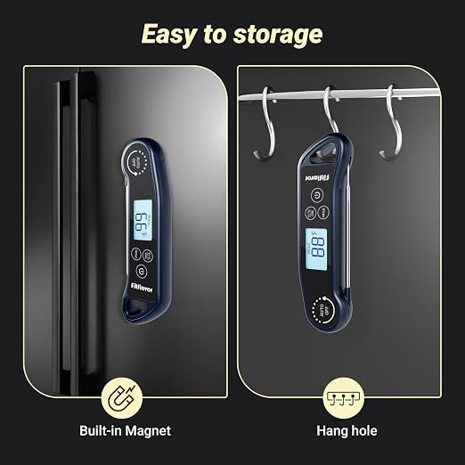 Instant Read Meat Thermometer Digital, 0.5S Instant Read Thermometer for Cooking Grill Candy Oil Food Meat Kitchen Baking BBQ, K Sensor Accuracy ±0.5°F Backlight Calibration Waterproof (11K-1)
