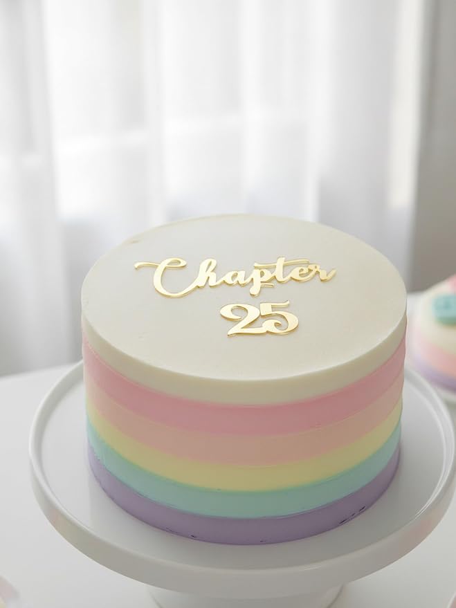 C775 Gold Chapter 25 Cake Topper, Acrylic Funny 25 Years Old Party DéCor, Happy 25th Birthday Cake Topper For Girls & Boys, Cheers To 25 Years Old 25th Birthday Wedding Anniversary