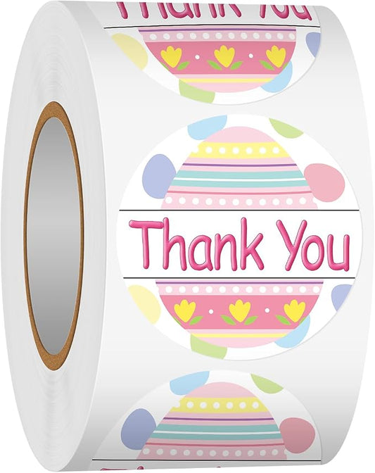 Heyfibro 500 PCS 1.5 Inch Thank You Stickers for Small Business, Baking, Gifts, Envelopes, Easter Decorations (Egg 1)