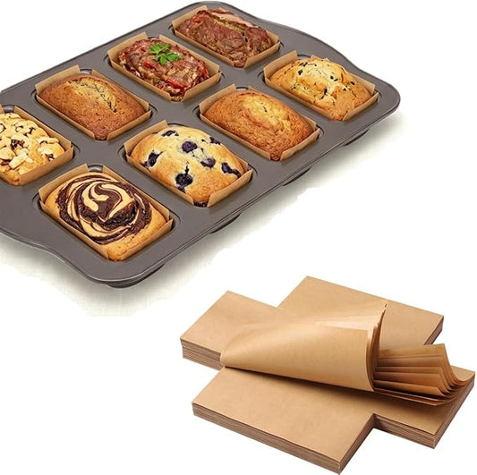 200 Pcs Mini Loaf Pan Liners, 3x2 Inch – Disposable Non-Stick Parchment Liners for Baking Bread, Banana Bread, Meatloaf, Nut Bread – Compatible with Most Mini Loaf Pans
