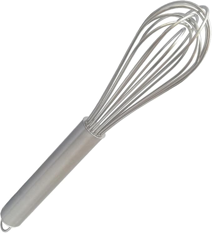Stainless Steel Wire Balloon Whisk- 8 Sturdy Wires, 10-inch Food Mixer Beater Heavy Duty Hanging Hook