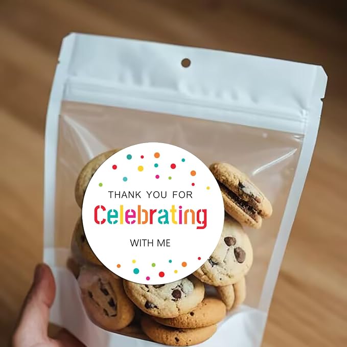 120xThank You for Celebrating with Me, Wedding Stickers,Party Favor Labels,Round Colorful Dot Labels,Sweet Desserts Favor Tags for Birthday Anniversary,Graduation,Cookie Bakery Stickers,Envelope Seal