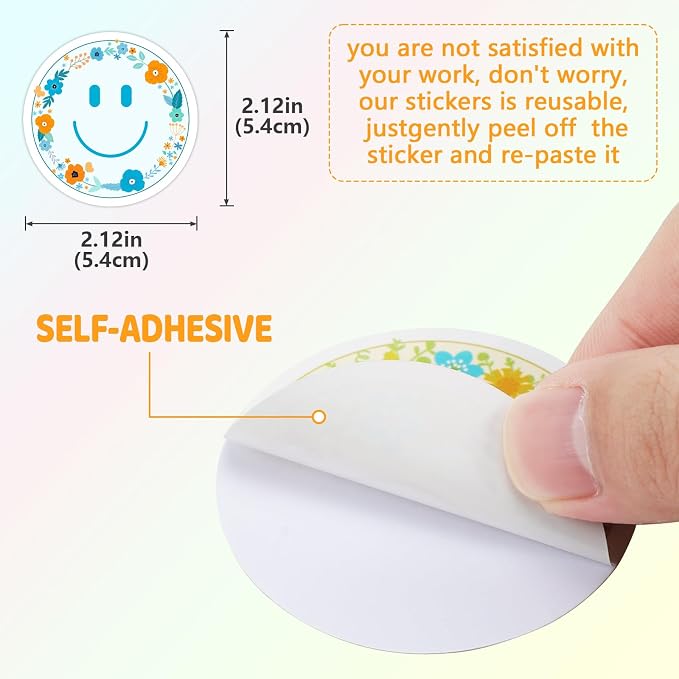 50PCS Smile Flower Stickers | Cute Water Bottle Stickers for Kids, for Teaching Rewards, Notebooks, Stationery, Luggage, Cartoon PVC Smile Face Stickers