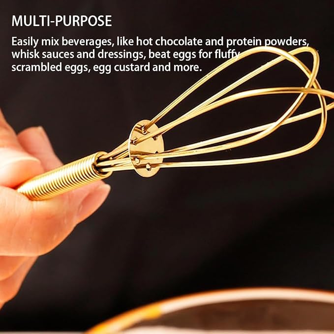 Stainless Steel Mini Whisk Set of 2, Small Wire Hand Whisks, Kitchen Cookware for Cooking, Whisking, Blending, Beating, 5/7/8/10 inch