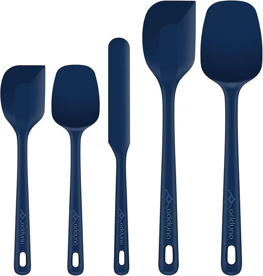 5-Piece Silicone Spatula Set for Baking, 446°F Heat Resistant Non-Stick Cooking Utensils, BPA-Free Food Grade Silicone Scrapers, Non-Scratch Flexible & Dishwasher Safe, Classic Blue