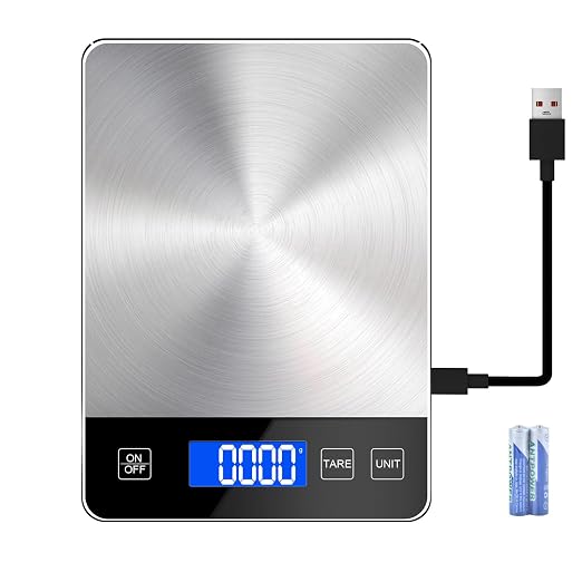 33lb Digital Kitchen Food Scale | Stainless Steel Material, Weight Grams and Ounces, Pounds/Ounces/Grams Freely Changed, Home Baking, Daily Use