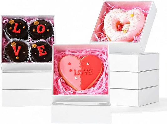 50PCS 4x4x1.25Inches Baking Boxes with Clear display lid for Cookies,Macaron,Cakesicle,Dount,Pastry,Chocolate Covered Ores or More
