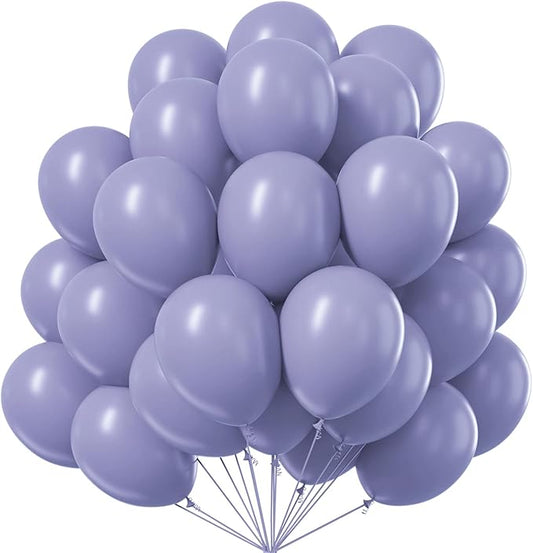 PartyWoo Dusty Blue Balloons 100pcs 12 Inch Boho Dusty Purple Muted Lavender Latex Balloons for Boy Baby Shower Anniversary Bachelorette Graduation Engagement Birthday Party Decorations Blue-F16