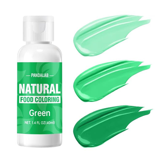 Green Natural Food Coloring - Pandalab 40mL Plant-Based Concentrated Food Dye, No Artificial Dye, Vegan Edible Color for Baking, Cake Decorating, Icing, Frosting, Cookies, Candy, 1.4 Fl Oz
