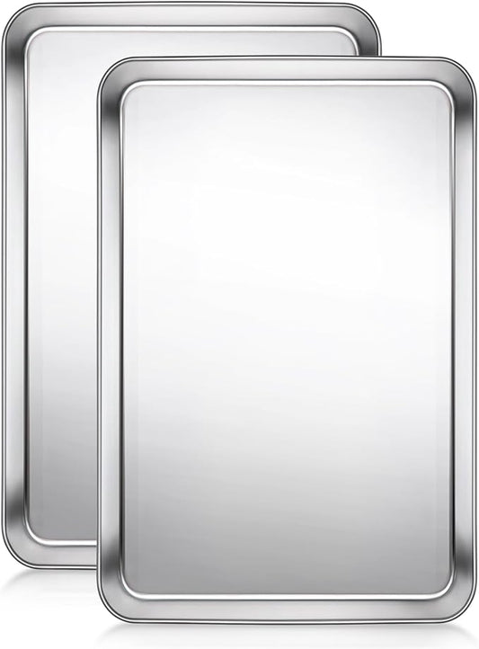 Terlulu Baking Sheet, Cookie Sheet, Stainless Steel Baking Pan, 2 Piece-17.3''x 12.3'' x 1'', Half Sheet Pan for Oven, Baking Tray for Baking&Roasting, Nonstick&Nontoxic&Easy Clean