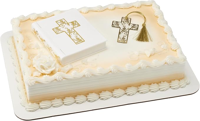 Religious Bible and Cross Cake Topper