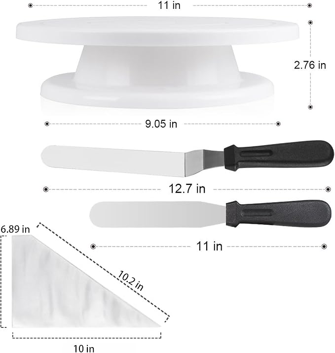 69PCS Cake Decorating Kit with Turntable, 12 Piping Tips, 50 Piping Bags, 3 Cake Scrapers & 2 Spatulas, Complete Cake Decorating Set and Baking Supplies for Beginners, Home Bakers