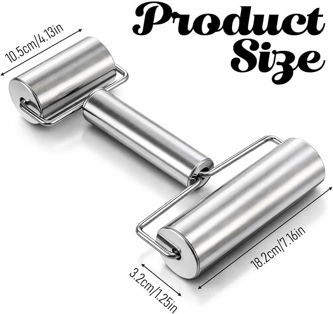 Pizza Roller Stainless Steel Small Rolling Pin Smooth Non Stick Dough Baker Roller Set Metal Kitchen Utensils for Home Kitchen Baking Dough Pie Pastries Pasta Cookies