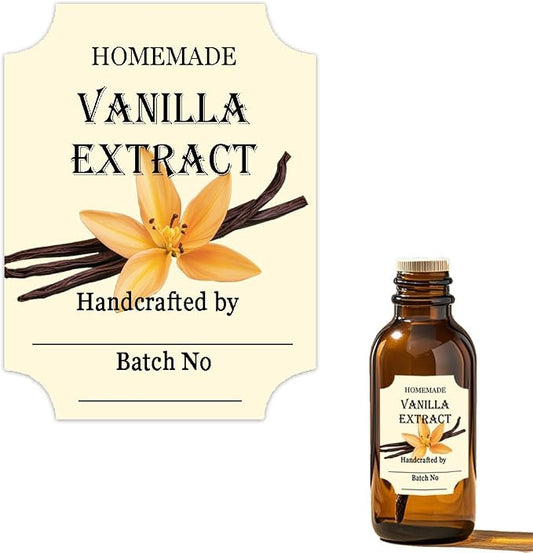 40 Pcs Vanilla Extract Labels 2 * 3 Inch Handmade Stickers for Homemade Honeys or Extracts, Handcrafted Bottles, Bottle Label