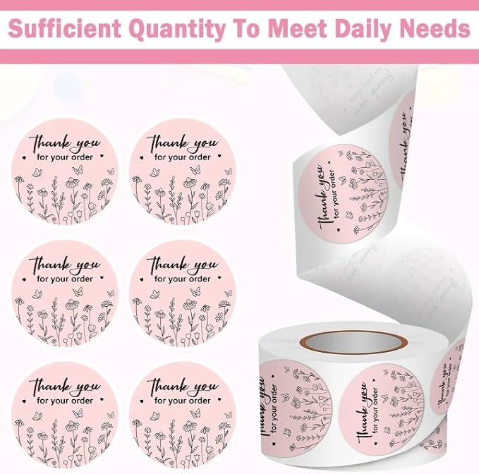 Louise Maelys 1.5 Inch Thank You for Your Order Stickers-500 pcs Thank You Stickers for Packaging Labels for Small Businesses and Small Shops