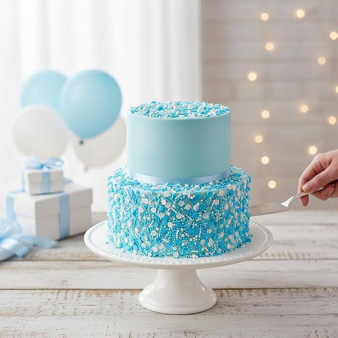 Blue and White Pearls & Sprinkles Mix 4.23 oz, Sprinkles For Cake Decorating, Baking, Ice Cream & More, The Hampton Candy Company