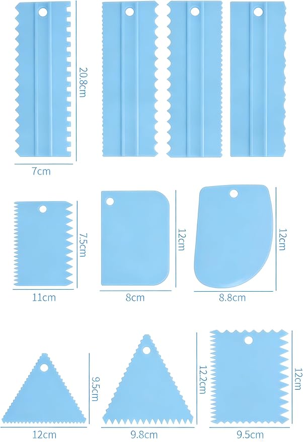 10Pcs Cake Scraper Set, Food Grade Plastic Cake Decorating Combs & Icing Smoothers, Multi-Shape Edge Tools for Home Bakers & Professionals, Perfect for Cake, Mousse, Chocolate, Dough Decoration
