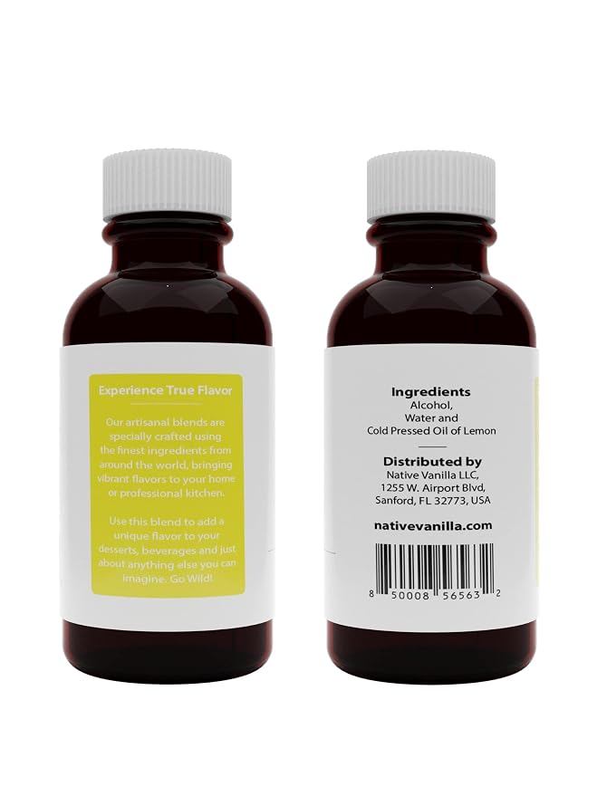 Native Vanilla - Pure Lemon Extract - 4 Fl Oz - Pure Flavors and Extracts - Perfect for Cooking, Baking, and Dessert Crafting