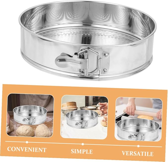 FOMIYES Stainless Steel Springform Cake Pan 9 Inch Locking Removable Bottom Leakproof Baking Mold for Cheesecake and Bread Baking Kitchen Bakeware