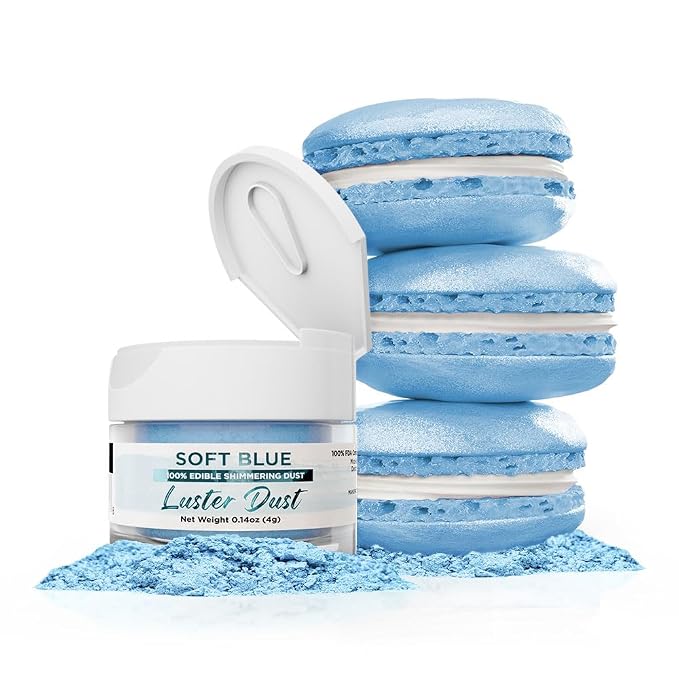 Luster Dust - Soft Blue (4g 1x Jar) | Edible Vegan Dust & Paint for Cake Decorating, Ice Cream, Desserts, Cocktails and Beverages by Bakell