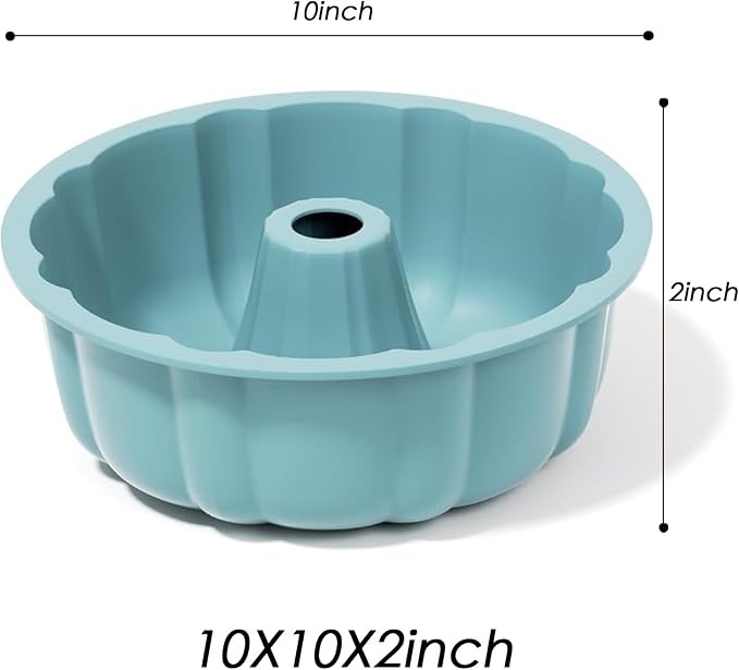 SOV silicone cake pan, silicone Cake Molds, Bakeware Non Stick 10 inch Pan for Jello,Gelatin,cake, Silicone Baking Molds for Cakes, Round Baking Pan (blue+1 pack)