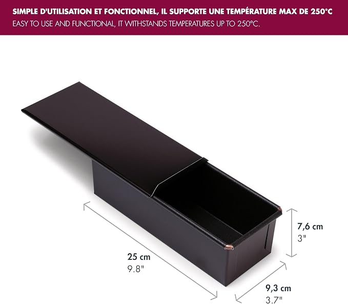 Gobel Pullman Loaf Pan – Non-Stick – Sliding Lid – 9 7/8" x 3 5/8"