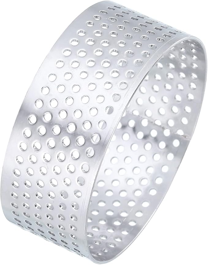 HARFINGTON Stainless Steel Tarts Rings 2" Perforated Metal Circle Baking Dessert Mousse Round Cake Ring Non Stick for Home Kitchen Food Cheese Making Tool