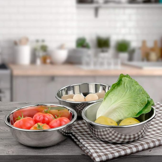 18/10 Stainless Steel Mixing Bowls, Nesting Bowls for Meal Prep, Serving, Baking, Set of 4