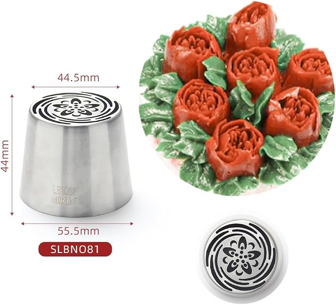 3 Pieces Stainless Steel XXL Russian Icing Nozzle Kit with 1 Leaf Tip & 1 Clean Brush,Cake Decorating Frosting Piping Tip,Pastry Baking Tools
