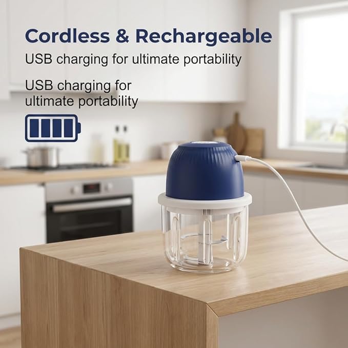 Electric Garlic Chopper, Portable Mini Food Processor, Upgrade Cordless Chopper for Home Cooking, Rechargeable Onion Chopper for Kitchen Users (2)