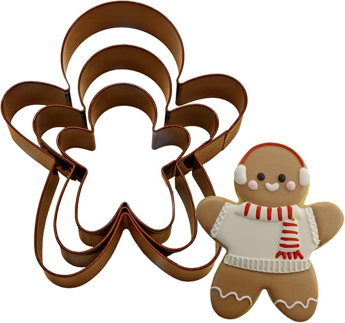 3PCs Gingerbread Man Cookie Cutters, Assorted Size 5.12" 4.13" 3.11" Large Christmas Cookie Cutter Set Molds Holiday Cookies Cutters Shapes,Stainless Steel