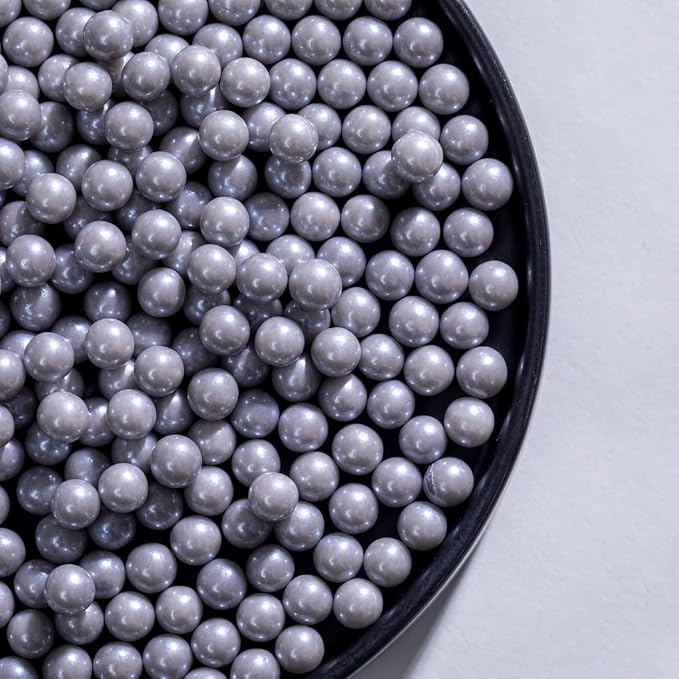 Grey Sprinkles Edible Pearls,Cake Sprinkles 130g 4.6OZ,Cookie Sprinkles,Sugar Pearl, Edible Candy Pearls for Cake Cupcake Decorationg (7mm-Gray)