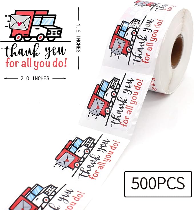 Littlefa Thank You for All You Do Post Car Stickers,Thank You Mailbox Sticker,Mail Carrier Sticker,Happy Mail for The Postman,Small Business Stickers 500 PCS
