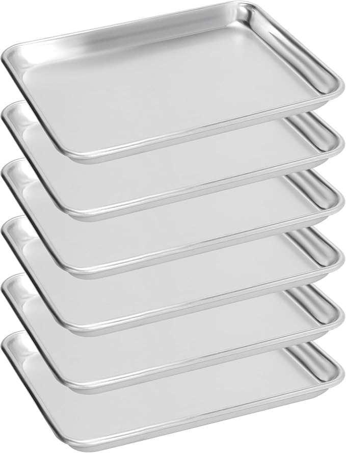 6 Pack Quarter Size Aluminum Baking Sheet Pan, 13 x 10 in | NSF, Aluminum Commercial Cookie Sheets, Non-Stick, Oven Safe Up to 500℉