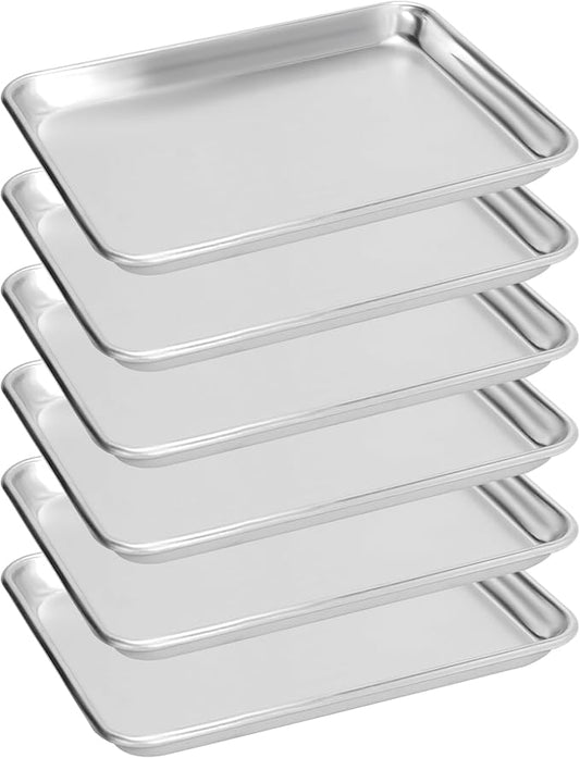 6 Pack Quarter Size Aluminum Baking Sheet Pan, 13 x 10 in | NSF, Aluminum Commercial Cookie Sheets, Non-Stick, Oven Safe Up to 500℉