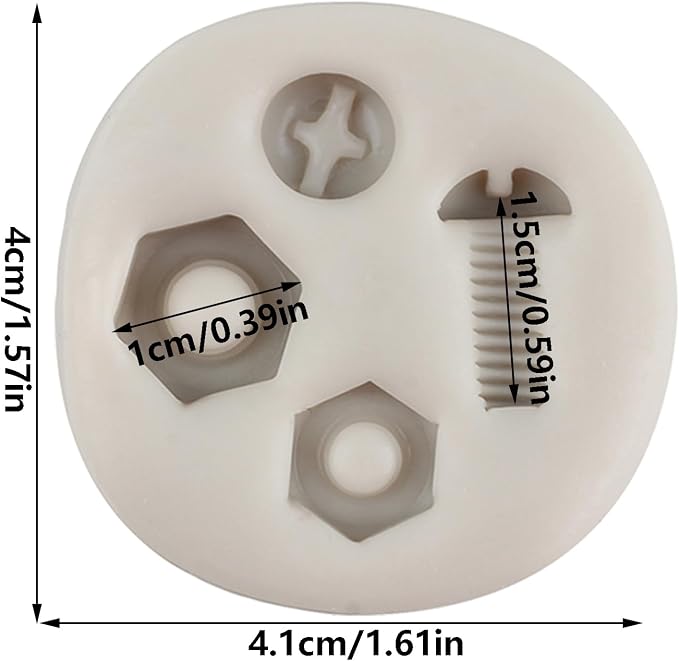 Screw Nut Silicone Mold Hand Tools Fondant Molds for Steampunk Cake Decorating Cupcake Topper Candy Chocolate Polymer Clay Gum Paste